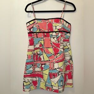 Micro dress Abstract neon Print Spaghetti Strap Dress Becky& Max vintage